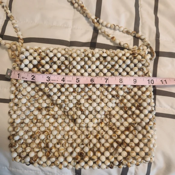 Rachel Ashwell Brown, tan, and cream Beaded Envelope Bag. Never used. - Picture 5 of 5